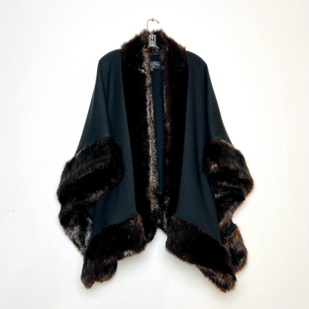 Donna Salyers Fabulous-Furs Faux Fur Trimmed Shawl - One Size